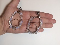 EARRINGS W/ NATURAL MOONSTONE *HANDMADE WIRE WRAPPED HOOP MOONSTONE EARRINGS