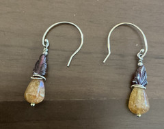 DANGLE EARRINGS HAND MADE IN GREECE 840 SILVER WITH SEMI-PRECIOUS STONES AEGEAN