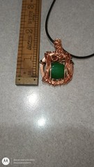 Handmade wire wrapped Tiger Eye with Faceted Green Glass Stones Pendant Necklace