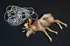 Elk Necklace Miniblings 80cm Printed Wood Animal Canada Sweden Moose USA