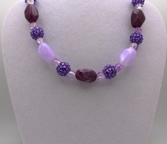 Handcrafted 24″ purple glass and acrylic beads necklace