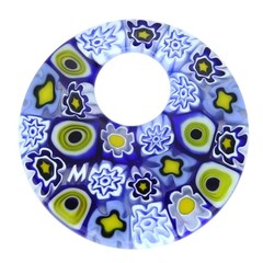 GlassOfVenice Murano Glass Millefiori Medium Round Pendant – Blue and White