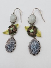 Sterling Silver 925 Fabric Crystal Quartz Dangle Drop Earrings