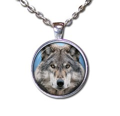 Wolf Face Wild Nature Spiritual Animal – Handmade Round Glass Pendant Necklace