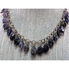 925 S/S Labradorite drops wire wrapped choker rolo chain & toggle clasp.