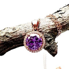 Color Change Lab Made Alexandrite Pendant 18k Rose Gold Vermeil June Birthstone