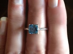 Princess Cut Blue Topaz 925 Sterling Silver Ring – Size 7.5
