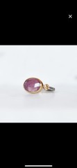Yellow Gold and Silver Pink Sapphire Oval Faceted Bezel Setting Cocktail Ring