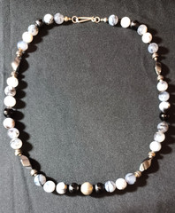Necklace Handcrafted quartz – hematite – bead w/silver clasp and silver bead