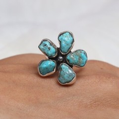 Arizona Turquoise Sterling Silver Handmade Rough Ring