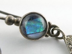 Rio Artisan 950 Silver Opal and Art Glass Doublet Textured Hook Earrings 5.8g