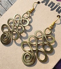 Earrings Anju Collection Gold Plated Swirl Tree Dangle Fishhook Earwire