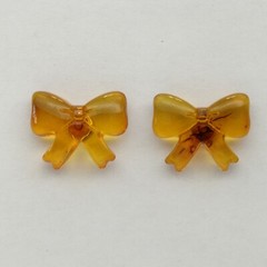 Cognac / Brown BALTIC AMBER Post Stud Bow Earrings – 925 STERLING SILVER #4029