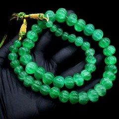 537.00 Cts Flower Carved Green Emerald Beaded Best Necklace Jewelry VK 21 E641