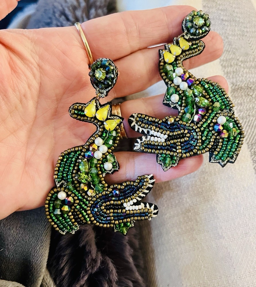 Beaded Florida Gators Football Game Day Earring, Alligator Earring
