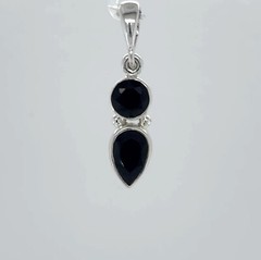 Round & Teardrop BLACK ONYX Pendant 925 STERLING SILVER Genuine & Natural #35e