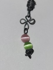 Handcrafted Pink Purple Flower Pendant Rhinestone Beaded Wire Wrap Fashion