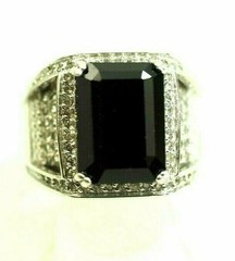 Classy Ladies 7.5 Carat Blk Gahnite Ring STS Sterling Silver size 9