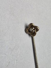 Antique P.S.CO. P.S. Co. Gold Filled Love Knot Pearl Stick Pin
