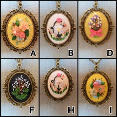 Handmade Embroidery Pendant Necklaces
