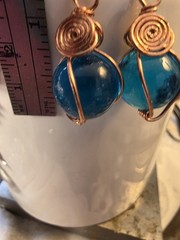 1/2+ inch Teal Blue Translucent Pools Of Light Healing Pure USA Copper Earrings