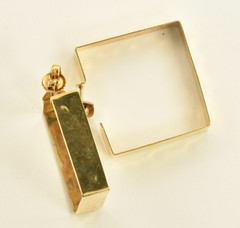 14 Karat Solid Gold Hammered Gold Square Drop Earrings 6.8 Grams