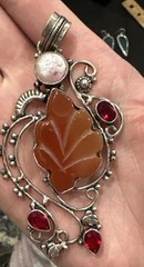 Artisan Handmade Silver Tone Dangle Leaf Earrings & Pendant Jewelry Lot Fall SEE