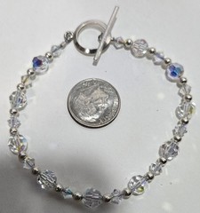 Bracelet Made With Sterling Silver & Swarovski Crystal AB Beads 6 1/2 Inch