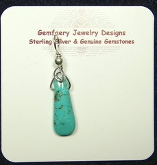 Sterling Silver Natural WHITE WATER MINE Gemstone Pendant #6119…Handmade USA
