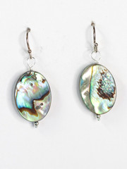 Abalone Paua Shell Earrings 925 Sterling Silver Iridescent 1.25″ 13 x 18mm Oval