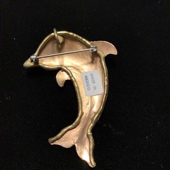 Artisan Copper Dolphin Brooch Pin Pendant Coastal Nautical Mexico