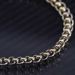 7.5” 7mm, vintage two tone Italy Sterling Silver 925 circle link Bracelet