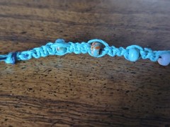BoHo hemp bracelet w green beads. sml/med women’s 6-inch adjustable M3033