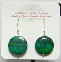 Sterling Silver Natural CHRYSOCOLLA Gemstone Earrings #1943…Handmade USA