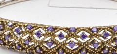 New Unworn Gold Plate/Sterling Silver Purple color Stone Ladies Bangle Bracelet