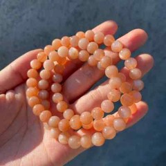 Natural Peach Moonstone Beads Crystal Healing Inner Peace Stretch Bracelet