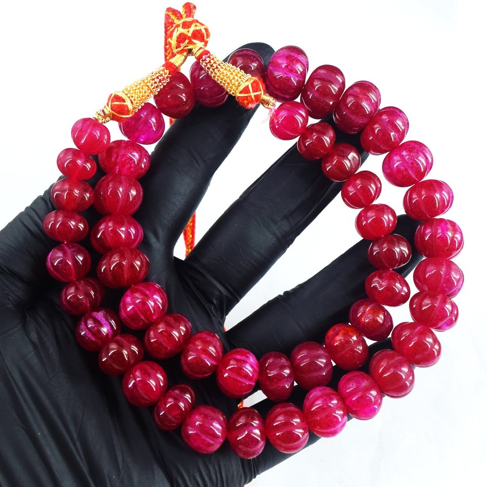 Excellent Red Onyx Carved 630.00 Cts Awesome Beaded Womens Necklace RK 22 E824