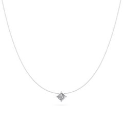 1 Ct Princess Cut Diamond Pendant Necklace VS1 D-F White Gold 14k
