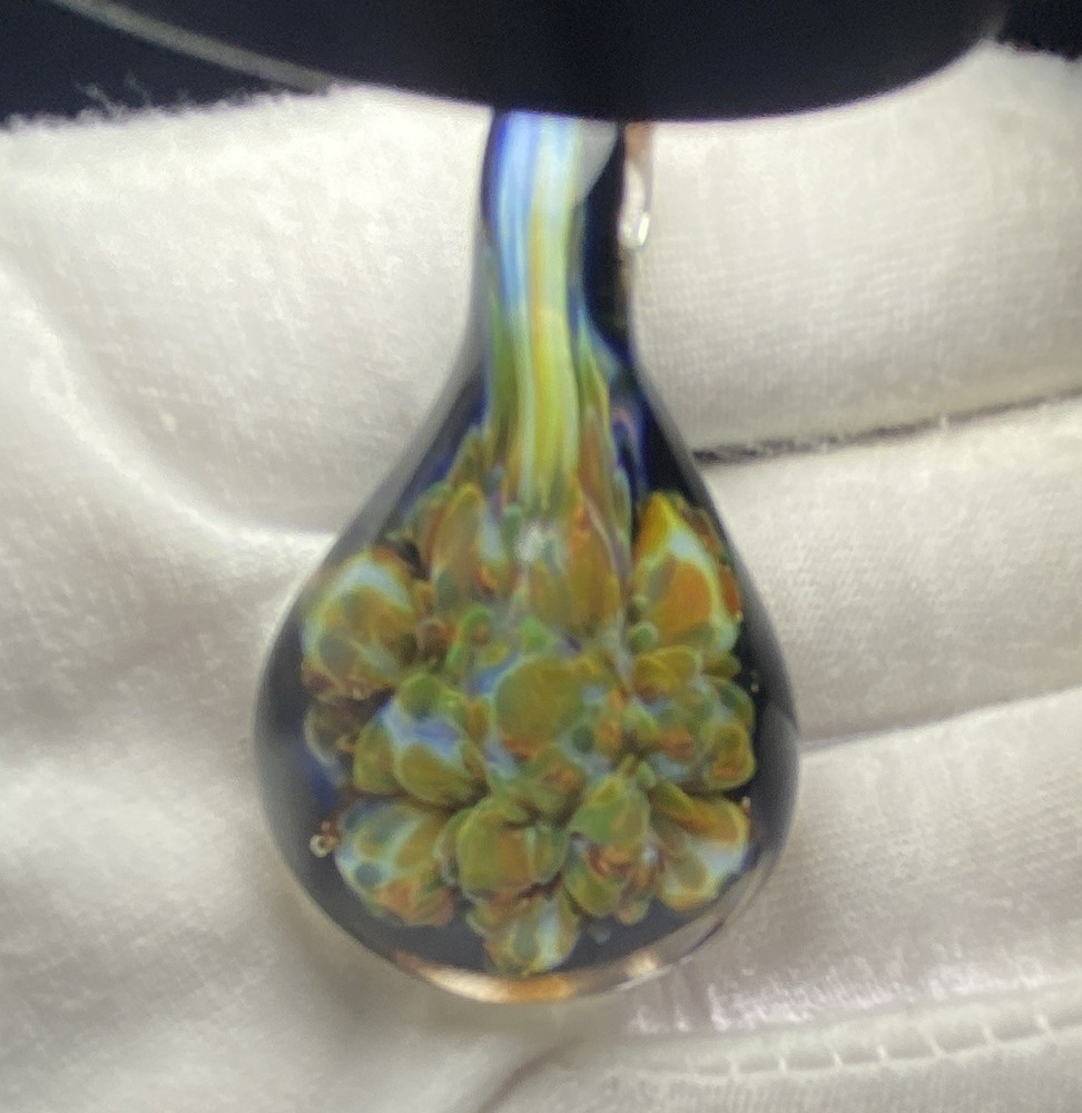 Handcrafted Art Glass Teardrop Pendant, Multicolor Unisex Adults