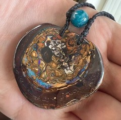 Boulder Opal Kyanite Necklace Artisan Handcrafted Studio Art Jewelry Australia