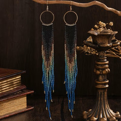 Art Deco Era Handmade Long Tassel Dangle Earrings – Glass Seed Beads