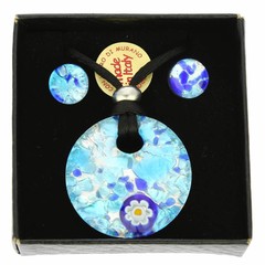 GlassOfVenice Murano Glass Venetian Reflections Round Necklace and Earrings Set