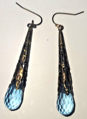 Women Blue water drop Steampunk Earring Big Statement Drop Earrings Lady 1 Pair