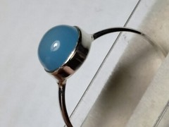 LOVELY SEA BLUE CHALCEDONY IN STERLING SILVER.925 RING SIZE 8.5