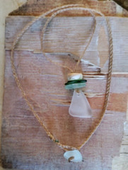 Sea Glass Necklace Men Women Braid Hawaii Frosty Pastel Multi-color Beach Teen