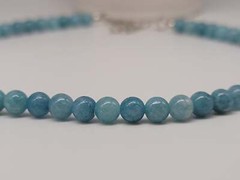 Handmade Blue Chalcedony Choker necklace 16 CM Genuine Crystals