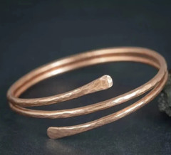 1 Pc Pure Copper Bangle, Unisex Bracelet, Hammer Healing Bangles Adjustable