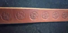 Brown Leather Snap Button 8.5 Inch Bracelet Hand Made Simple Flower Pattern