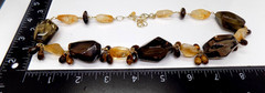 Deb GUYOT Citrine Quartz Smokey Topaz? Nugget Pearl Chunky Strand Necklace