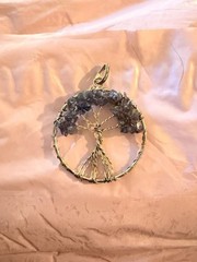 Natural iolite Gemstone Wire Wrapped Tree of Life Pendant